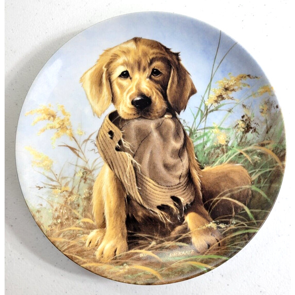 Edwin Knowles Caught in the Act - The Golden Retriever by Lynn Kaatz Plate 8.8" - Picture 1 of 8